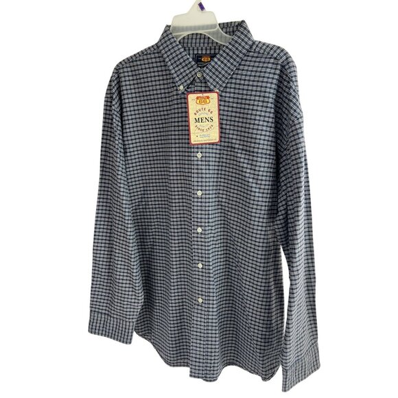 Route 66 Mens Blue Plaid Button-Up Shirt Long Sleeve Durable 100% Cotton Size XL - Picture 1 of 6